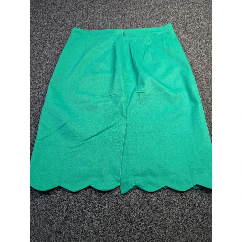 J.Crew Womens Green Scalloped‎ Hem Pencil Skirt Size 4 Stretch Cotton Blend